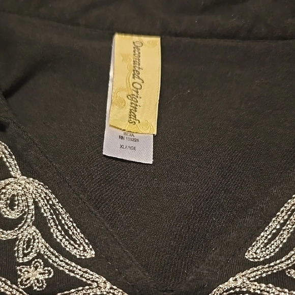 Decorated Original Black and Silver Long Sleeve Tunic With Mandarin Collar XL - Picture 2 of 4